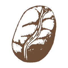 One coffee bean isolated on a white background. Sketch. Hand Drawn.