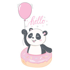 cute panda character vector design, greeting card, invitation, greeting card, poster