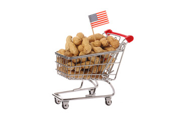 American shopping trolley fiiled with peanuts