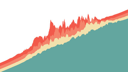 Graphical representation of data. Electric impulse, soundwave or financial chat. Flat vector design template with copyspace.