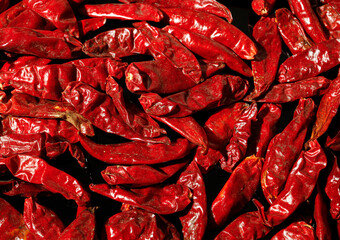 A lot of red chili peppers