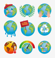 nine global warming icons