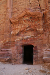 The colors of the rock adorn the door of a Temple in Petra