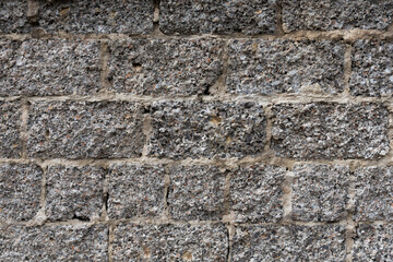 The texture of the old wall from a cement block. Rough gray surface. Concrete structure