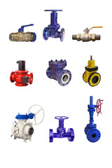 modern shut-off valve with manual control for a gas pipeline isolated on white background