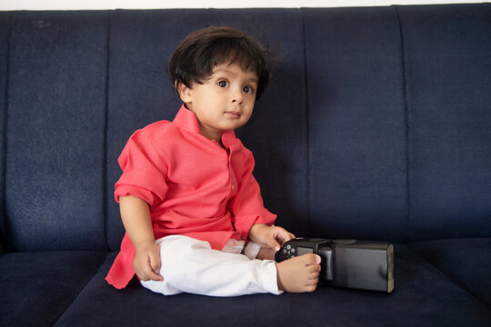 Smiling Cute Baby Boy In Kurta Pajama