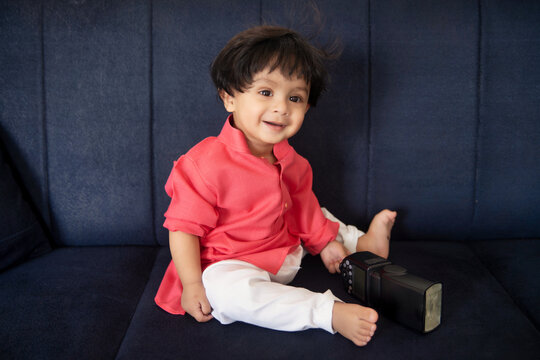 Smiling Cute Baby Boy In Kurta Pajama