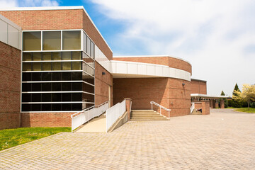 Exterior view of a typical American school building - 430863613