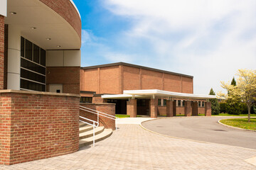 Exterior view of a typical American school building - 430863644