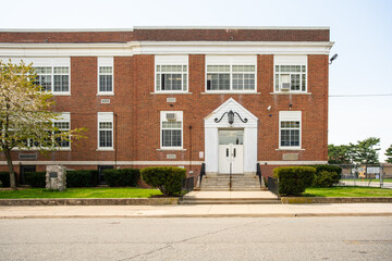 Exterior view of a typical American school building