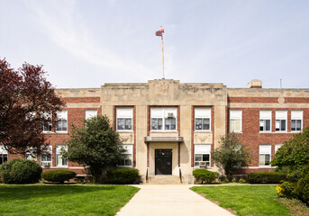 Exterior view of a typical American school building - 430863666