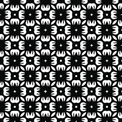 Geometric vector pattern with triangular elements. Seamless abstract ornament for wallpapers and backgrounds. Black and white colors. 
