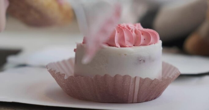 cake eaten with a plastic fork close-up