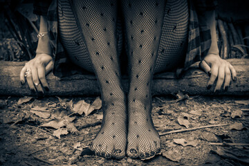 Sao Paulo SP Brazil - June 16 2019: black and white photo of Caucasian woman