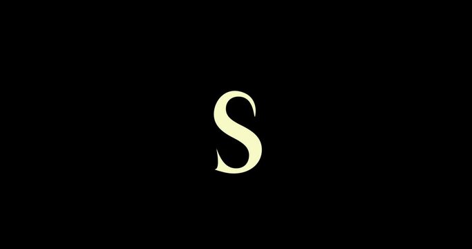 Animation of logo design. Luxury monogram. Round Emblem rotates. Capital letter S. Falling crown. Drawn ribbon. Art template in motion.