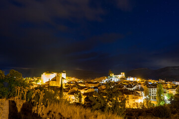 Fototapeta na wymiar Mora de Rubielos Teruel Aragon Spain on October 12, 2020: : nightscape in the medieval village