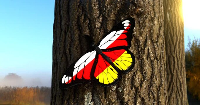 Flag of South Ossetia on Butterfly Wings Realistic 4K UHD 60FPS