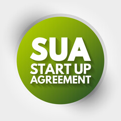 SUA - Start Up Agreement acronym, business concept background