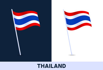 thailand vector flag. Waving national flag of Italy isolated on white and dark background. Official colors and proportion of flag. Vector illustration.