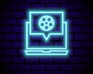 Live Soccer Neon Sign Vector. Live Football Logo neon, design template emblem, online soccer symbol, light banner, bright night football advertising, european football sign. Vector illustration
