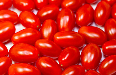 many Juliet tomatoes with selective focus
