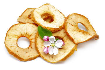 Dried apple rings isolated on white background