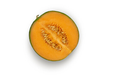 Half of melon isolated on white background.