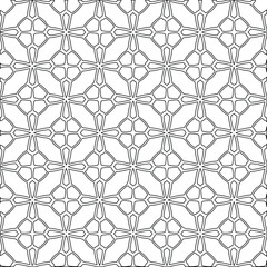 Fototapeta premium Geometric vector pattern with triangular elements. Seamless abstract ornament for wallpapers and backgrounds. Black and white colors. 