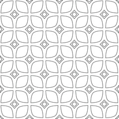 Geometric vector pattern with triangular elements. Seamless abstract ornament for wallpapers and backgrounds. Black and white colors. 