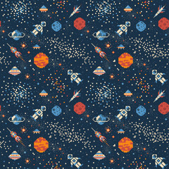 Pixel Art Inter Galactic Adventure Space Pattern