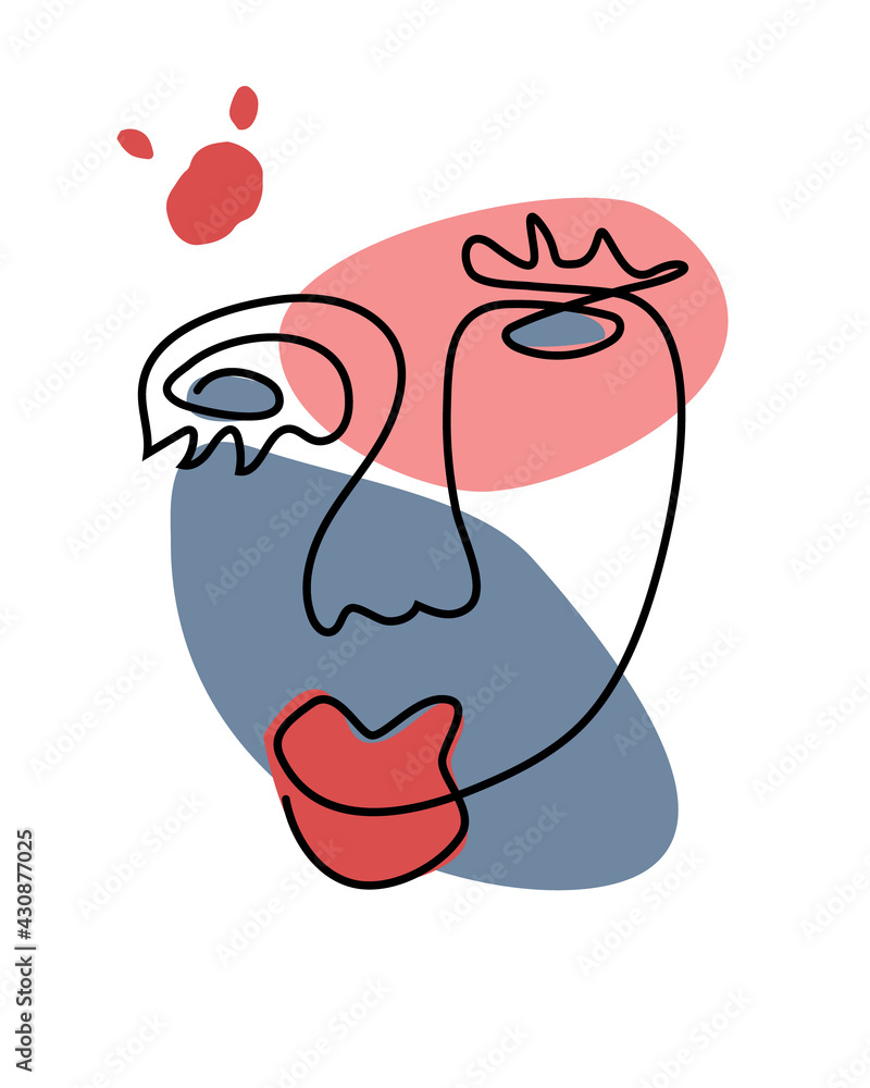 Poster the minimal abstract face of cubism.linear abstract face.a minimalistic avatar of a man or woman.dra