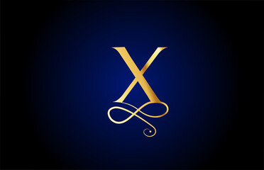 golden X elegant monogram alphabet letter icon logo design. Vintage corporate brading for luxury products and company