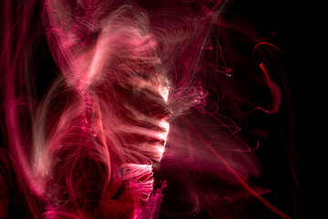 lightpainting portrait, new art direction, long exposure photo without photoshop, light drawing at long exposure	

