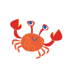 The baby illustration of a simple crab cute. Vector illustration in flat cartoon style. Isolated clipart on white background fun