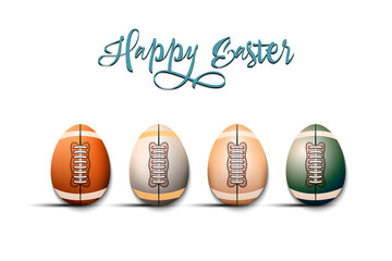 Happy Easter. Football ball and eggs