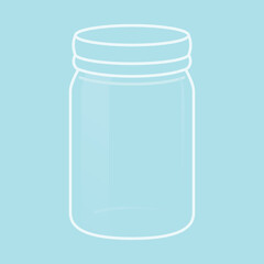 Jar Outline Vector, Jar Preserve, Jam Preserve, Outline of Jar, Glass Jar Vector, Glass Bottle, Vector Illustration
