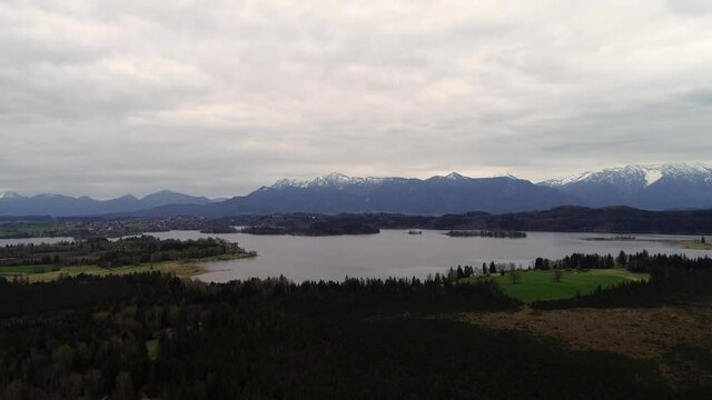 Drohnenaufnahme, Staffelsee, Murnau, Panorama, Bayern, Deutschland 