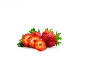 Appetizing ripe strawberries on a white background