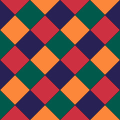 Diamonds, rhombuses seamless pattern. Tiles, squares, checks backdrop. Folk ornament. Ethnic ornate. Geometric image. Tribal wallpaper. Geometrical background. Retro motif. Ethnical textile print.