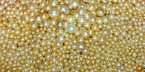 Background image of Pile of Pearls. Selective focus