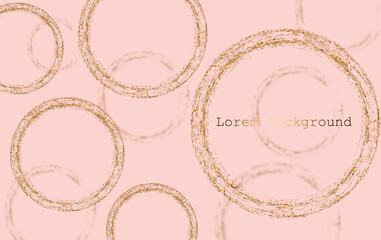 Modern banner with golden circles and shadows. brush stroke vector illustration.