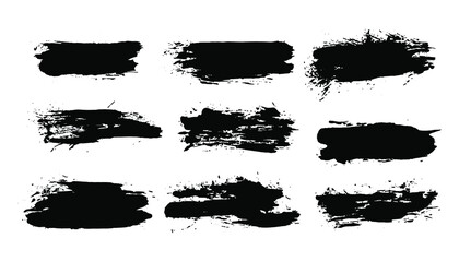Set of vector grunge brushes strokes; paint strokes with a dry brush. Abstract ink blots
