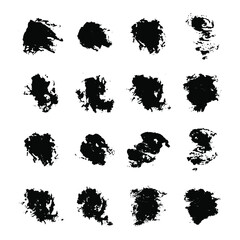 Set of vector grunge brushes strokes; paint strokes with a dry brush. Abstract ink blots