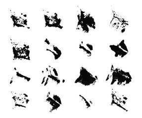 Set of vector grunge brushes strokes; paint strokes with a dry brush. Abstract ink blots