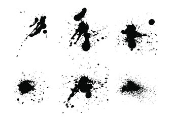 Naklejka na ściany i meble Set of vector grunge brushes strokes; paint strokes with a dry brush. Abstract ink blots