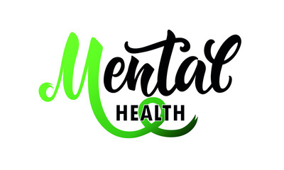 Mental Health Awareness Month in May. Modern brush calligraphy, hand lettering for annual campaign in United States. Medical health care design. Vector illustration isolated on white background