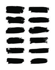 Set of vector grunge brushes strokes; paint strokes with a dry brush. Abstract ink blots