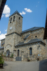 Fototapeta premium Lanuza Huesca Aragon Spain on August 20, 2020: The village had to be abandoned in the 70's to build the reservoir and has been renovated by the original owners.