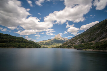 Naklejka na ściany i meble Lanuza Reservoir in Valle de Tena, Huesca, Spain