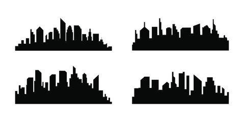 Set of City silhouette, skyscraper vector illustration 